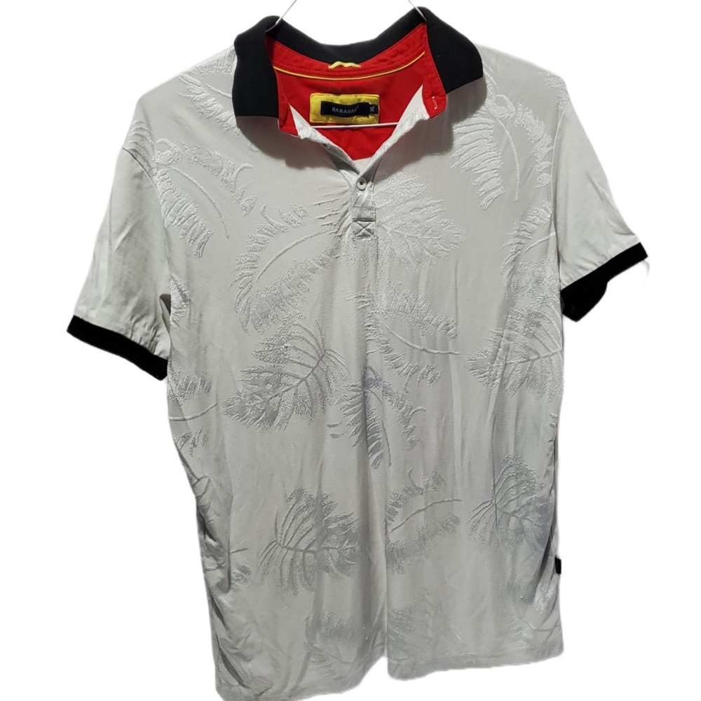 Barabas White Palm Leaf Embossed Polo Shirt!